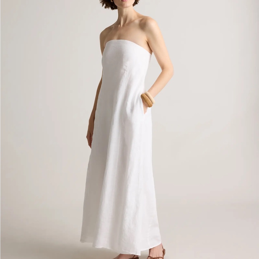 Quince Strapless White Maxi Dress
